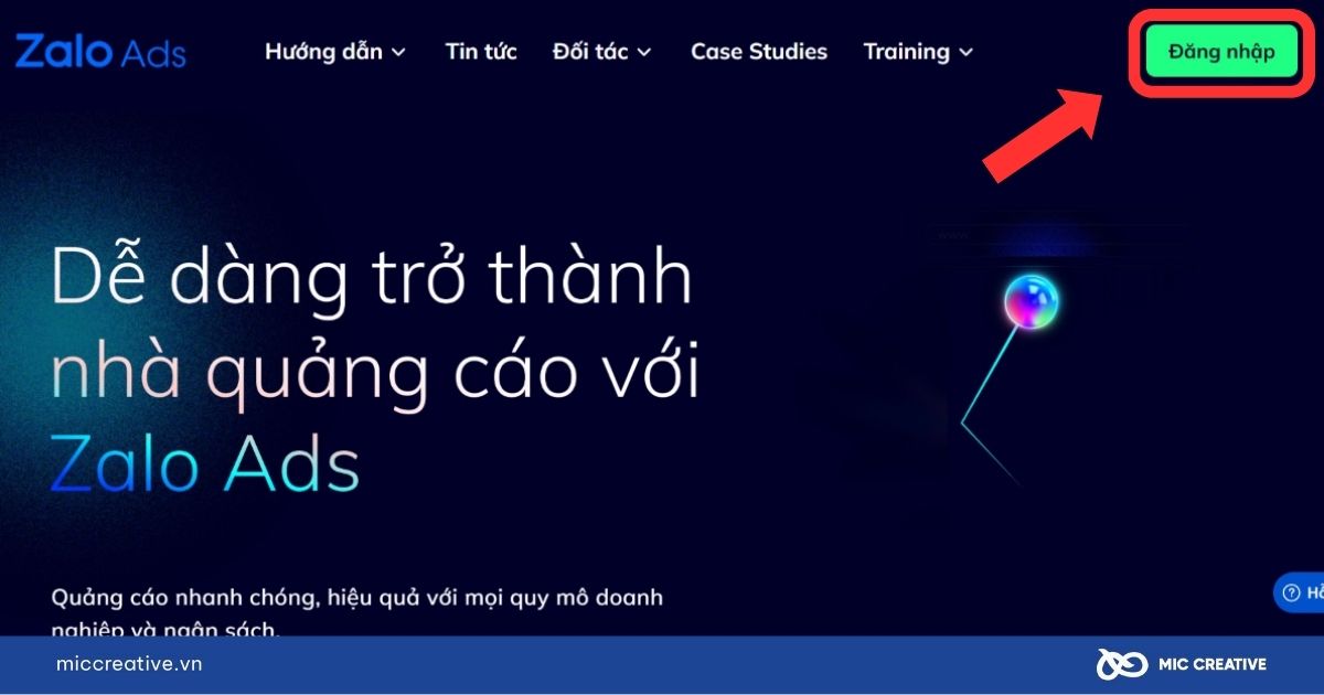 Đăng nhập giao diện Zalo Ads 