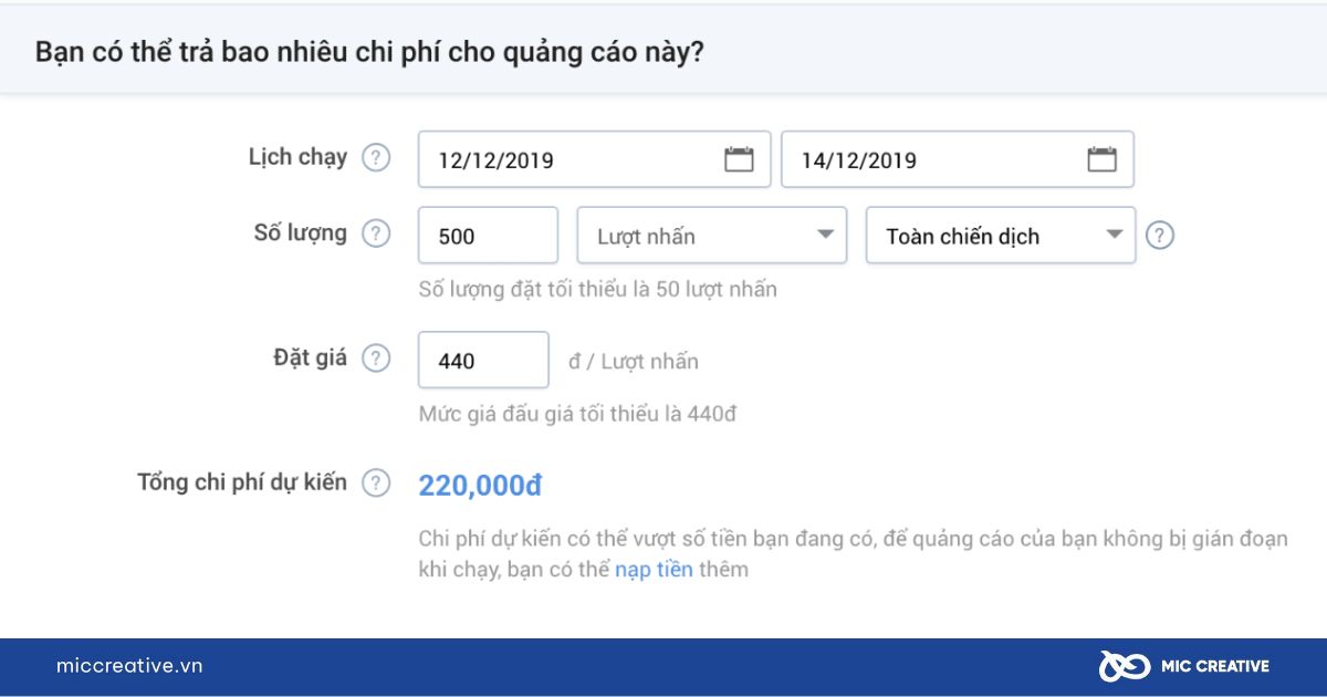 Đặt giá thầu cho chiến dịch quảng cáo