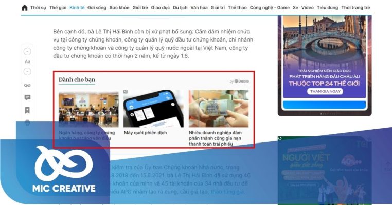 Native Ads dưới dạng bài viết đề xuất trên báo Thanhnien