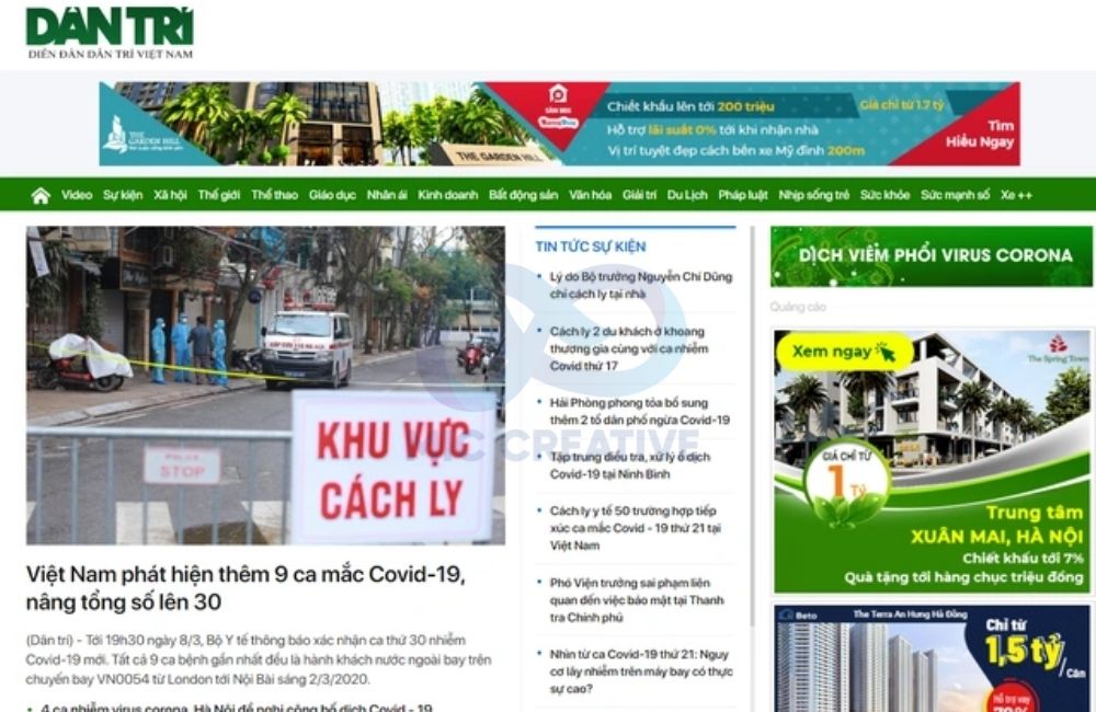 Giao diện báo Dân Trí