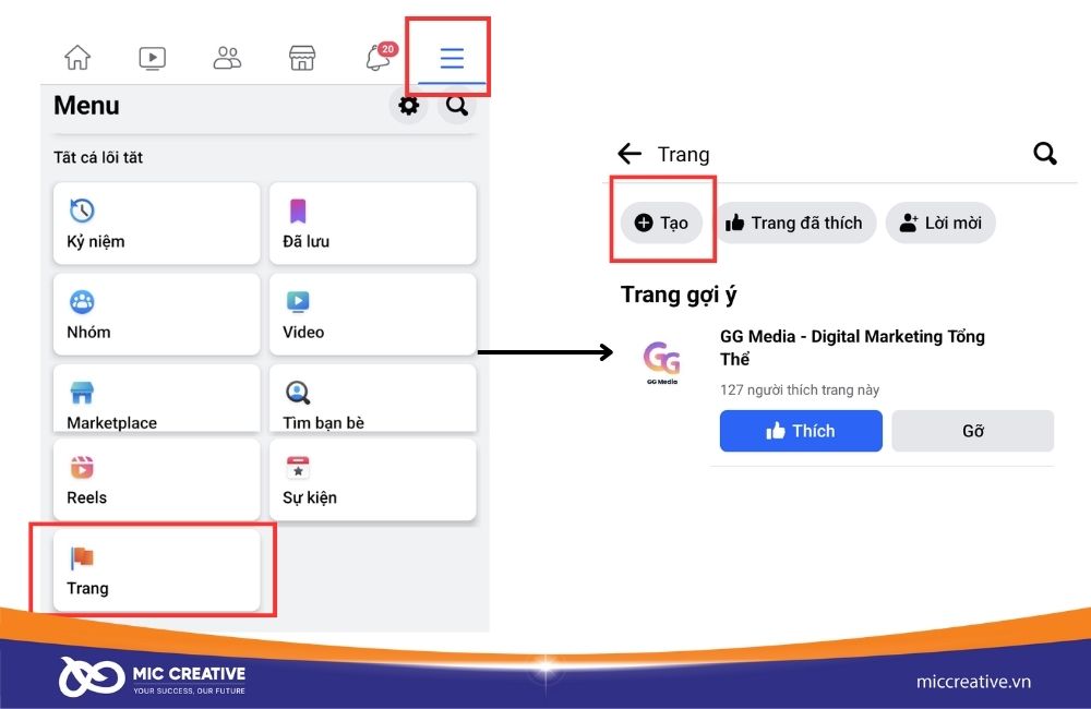 Bước 2 tạo Fanpage thu hút