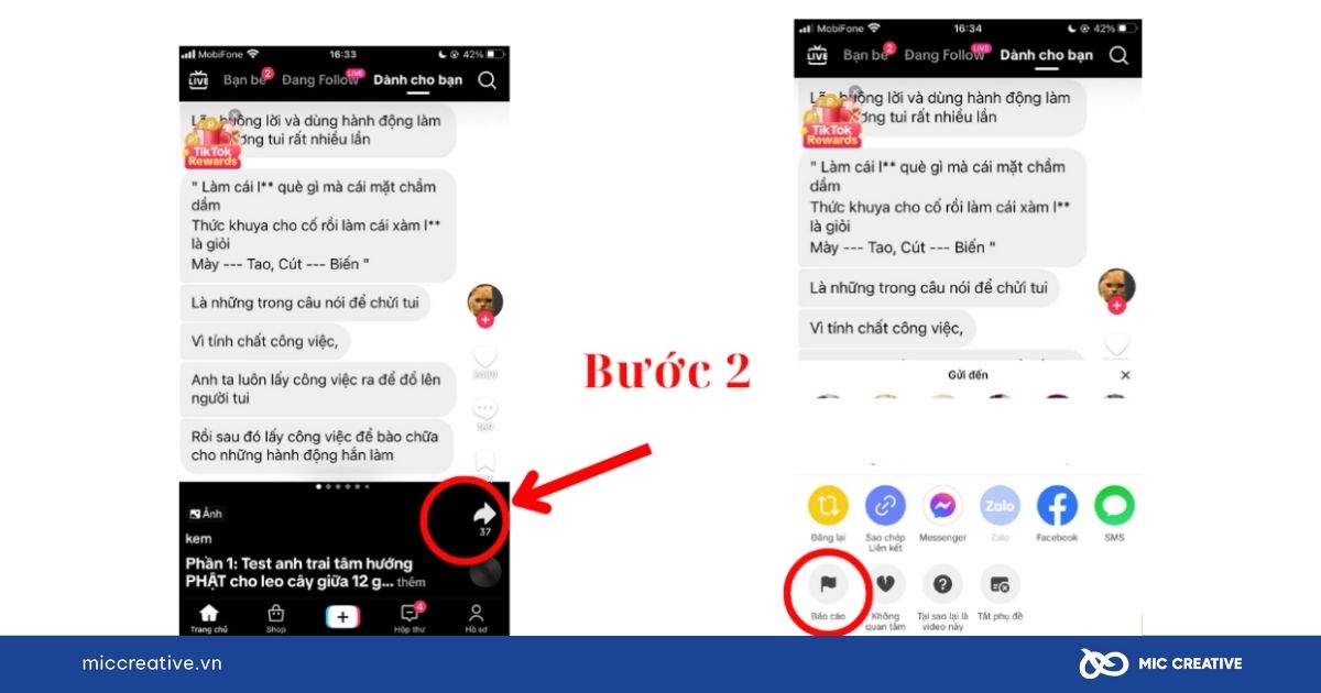Báo cáo video trên TikTok - Bước 2