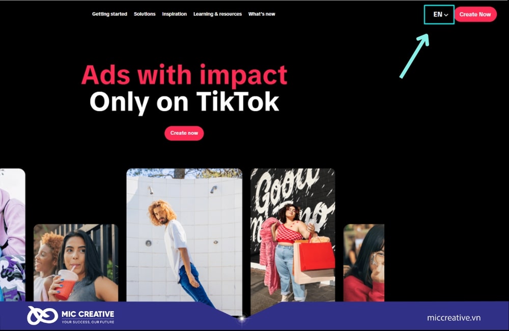 Click vào biểu tượng EN trên thanh điều hướng