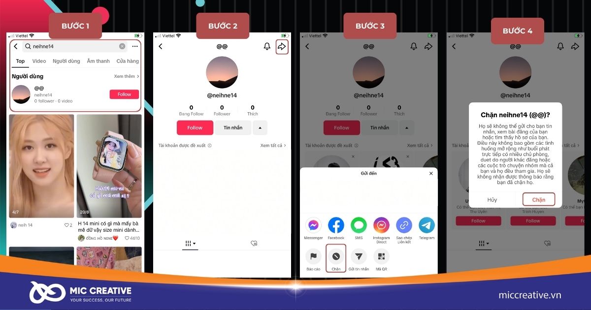 Cách chặn tài khoản TikTok trên điện thoại