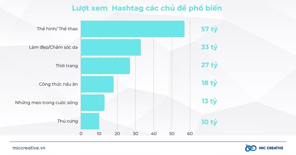 Lượt xem Hashtag của các chủ đề phổ biến