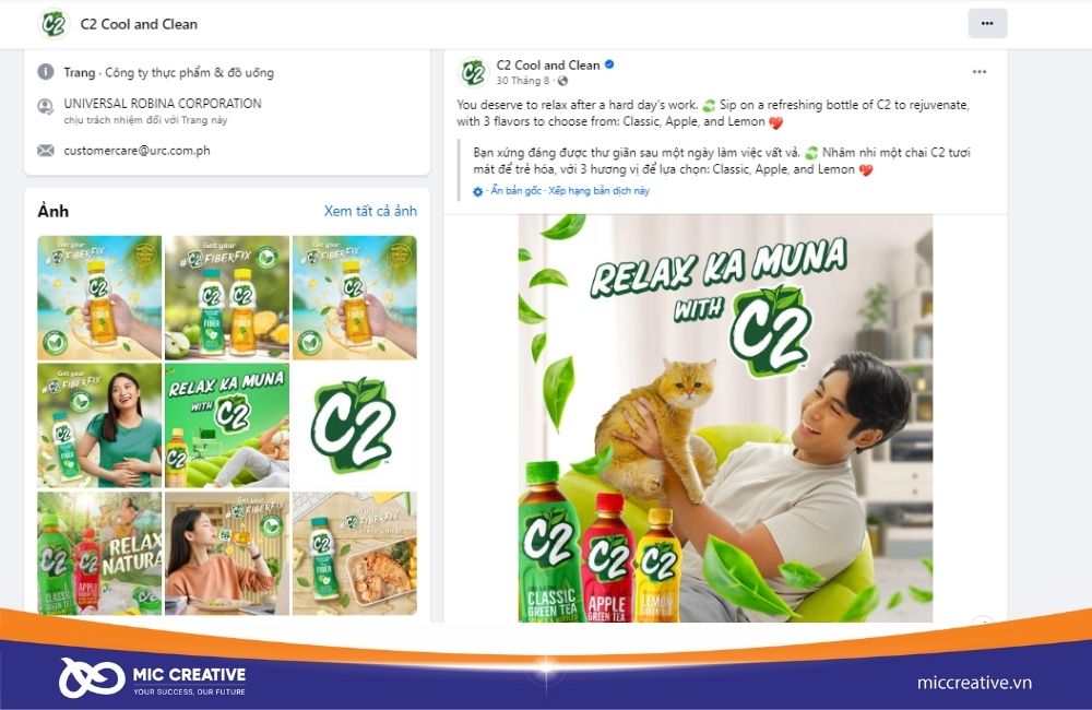 Fanpage của C2 tại thị trường quốc tế