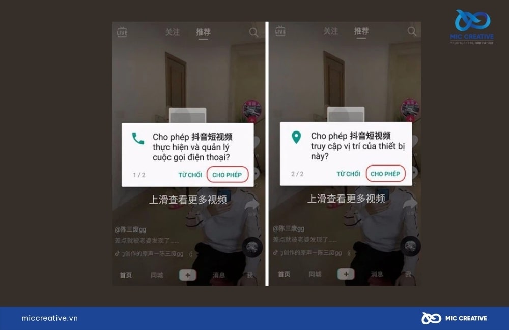 Cho phép để cấp quyền cho ứng dụng Douyin