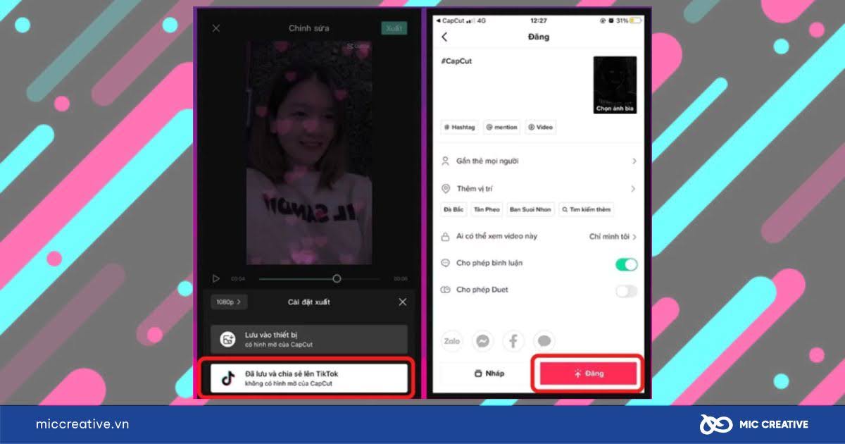 Chọn đã lưu và chia sẻ lên TikTok 