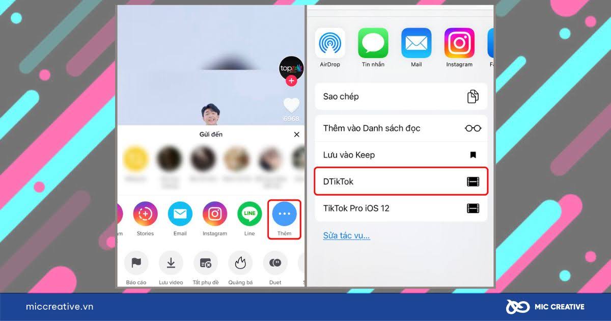 Chọn thêm nút tắt DTikTok