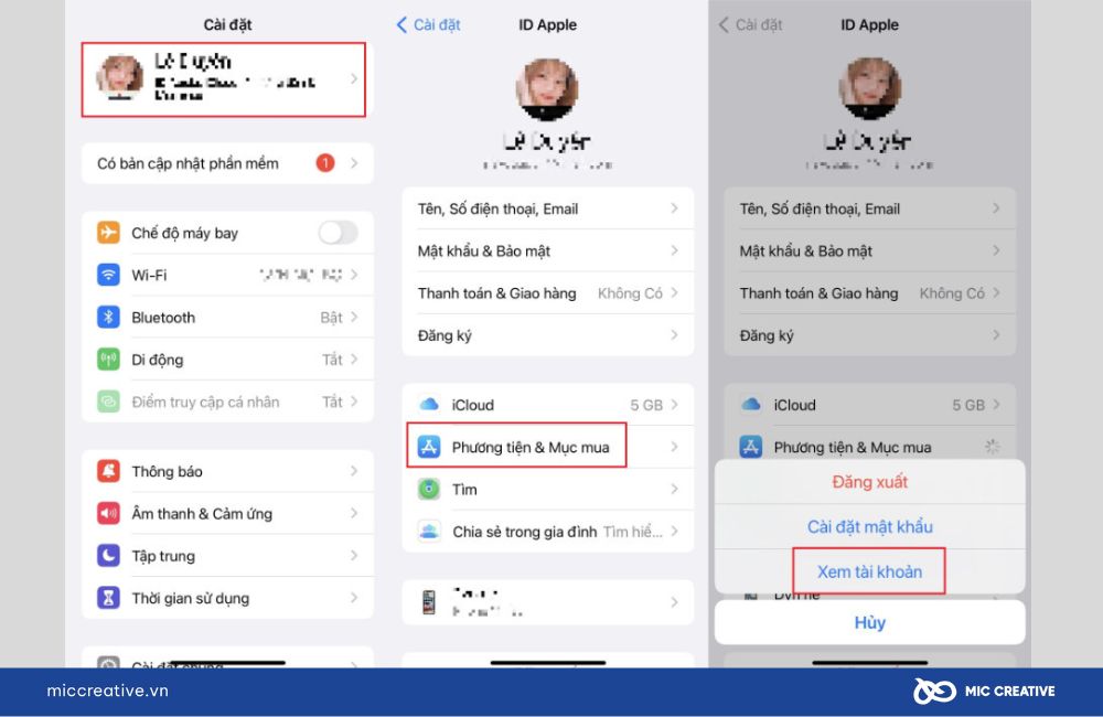 Vào Apple ID để tiến hành chuyển vùng