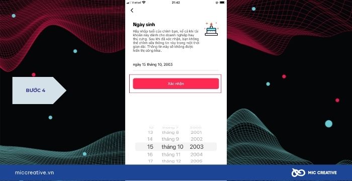 Kéo lên hoặc kéo xuống để thay đổi ngày sinh