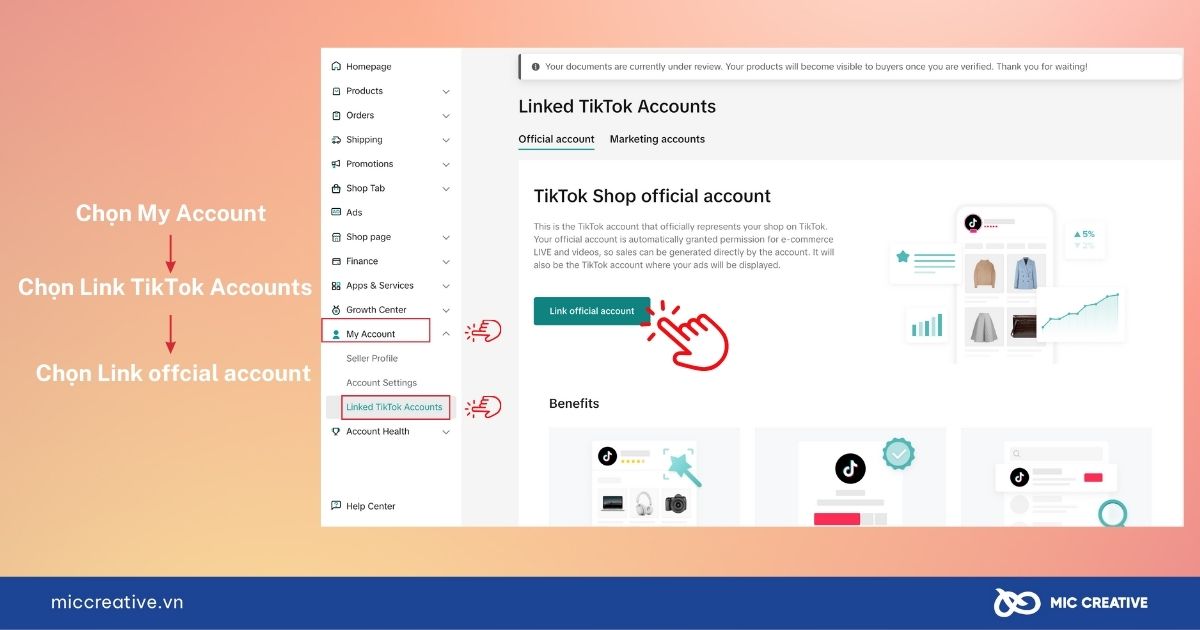 Liên kết tài khoản tiktok shop với tài khoản cá nhân