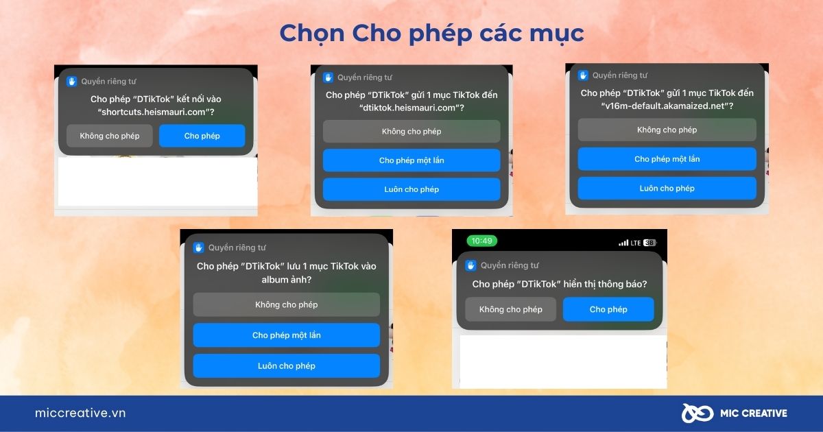 Cho phép tất cả các mục