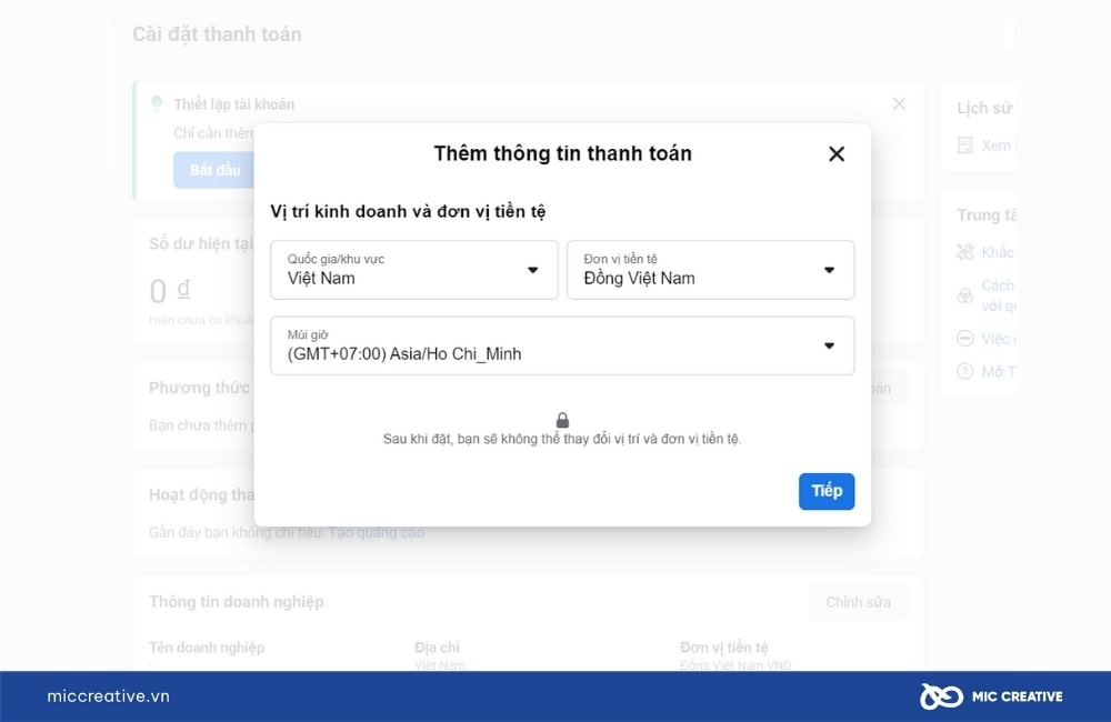 Thêm thẻ Visa vào tài khoản quảng cáo bước 3