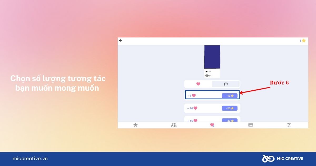 Chọn số lượng tương tác mong muốn
