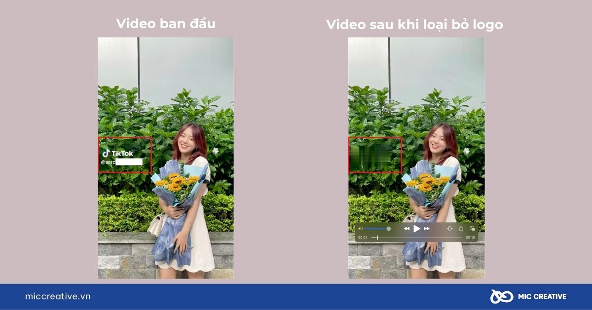 Trước và sau khi sử dụng chức năng loại bỏ ID TikTok