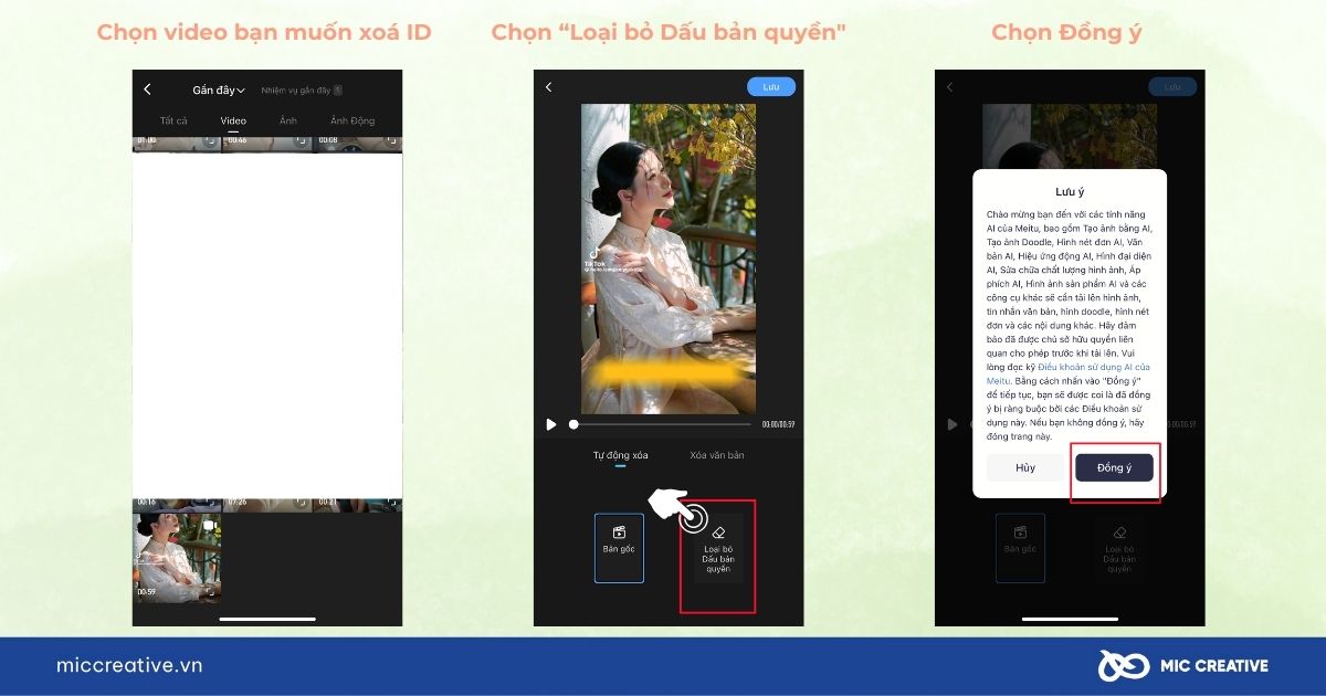 Thực hiện xóa ID TikTok trên video