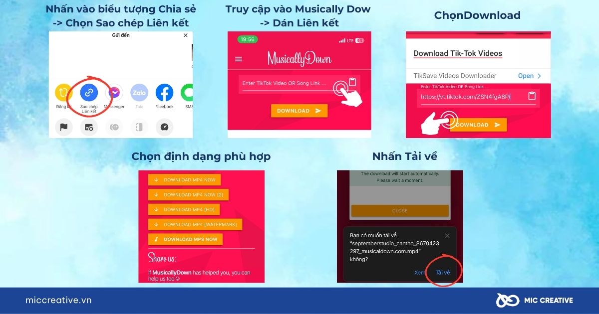 Musically Down - website cho phép bạn xóa chữ TikTok