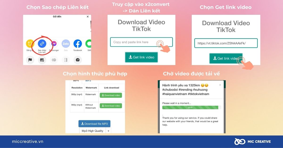 Tải video Tiktok không dính ID trên x2convert