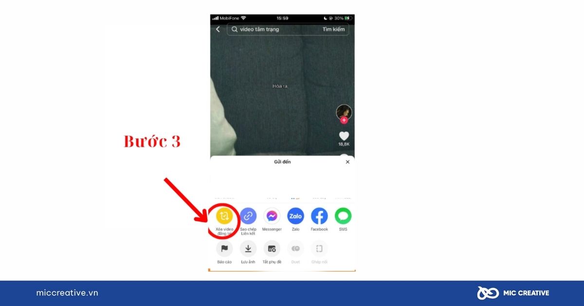 Xóa video đăng lại trên TikTok - Bước 3