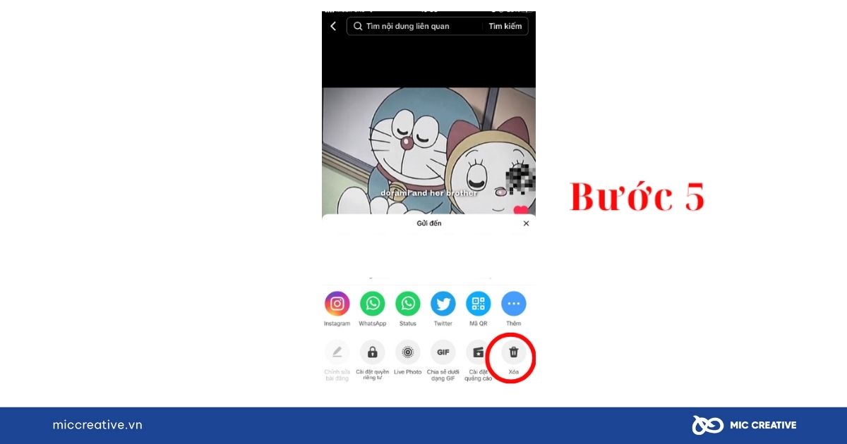 Xóa video TikTok trên điện thoại - Bước 5