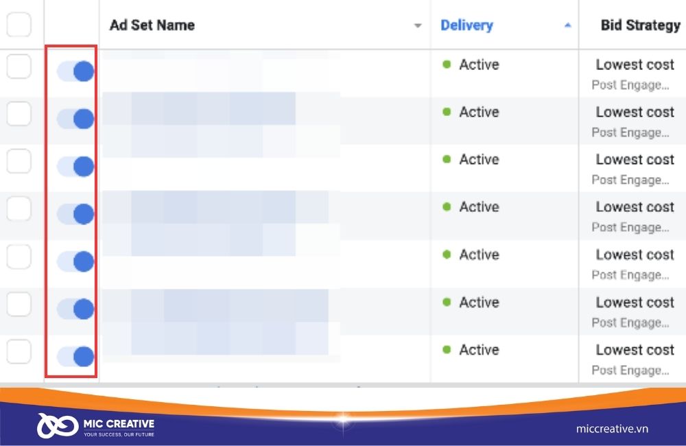 Bạn có thể tùy chỉnh tắt bật bằng cách gạt nút xanh trong chiến dịch