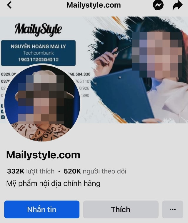 Fanpage của hot girl livestream hàng lậu