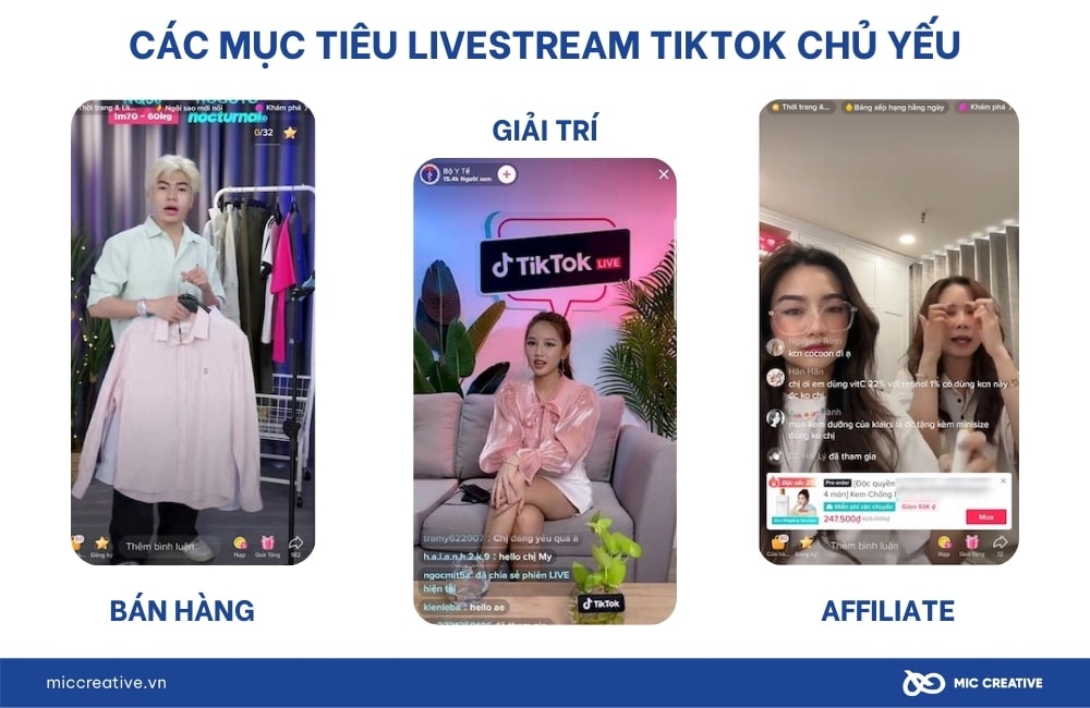 Các dạng nội dung Livestream TikTok dựa trên mục đích