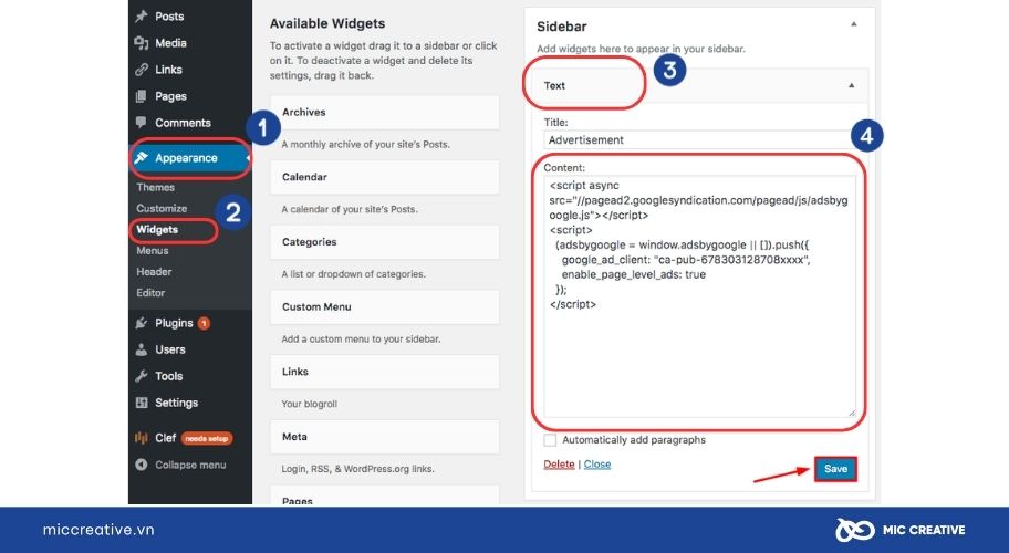 Dán đoạn mã vào Website của bạn