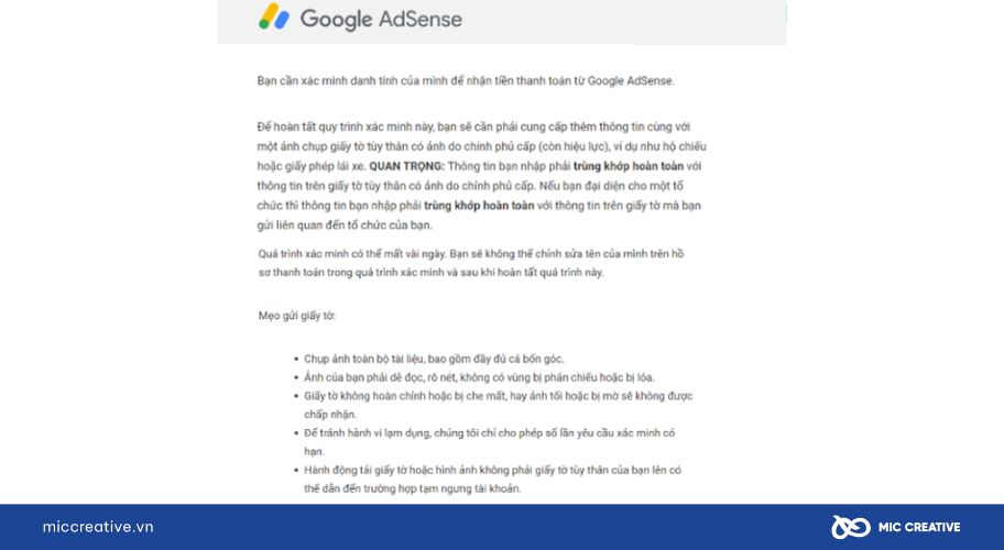 Email thông báo của Google