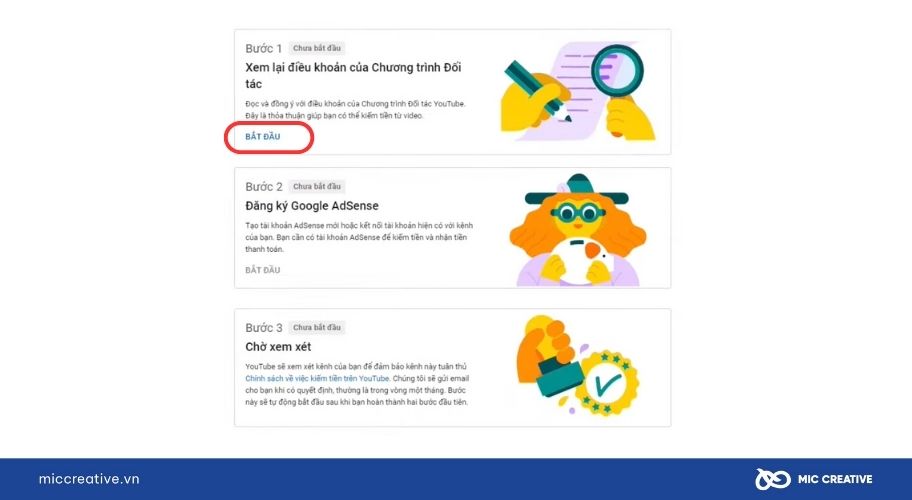 Hoàn tất các bước theo yêu cầu