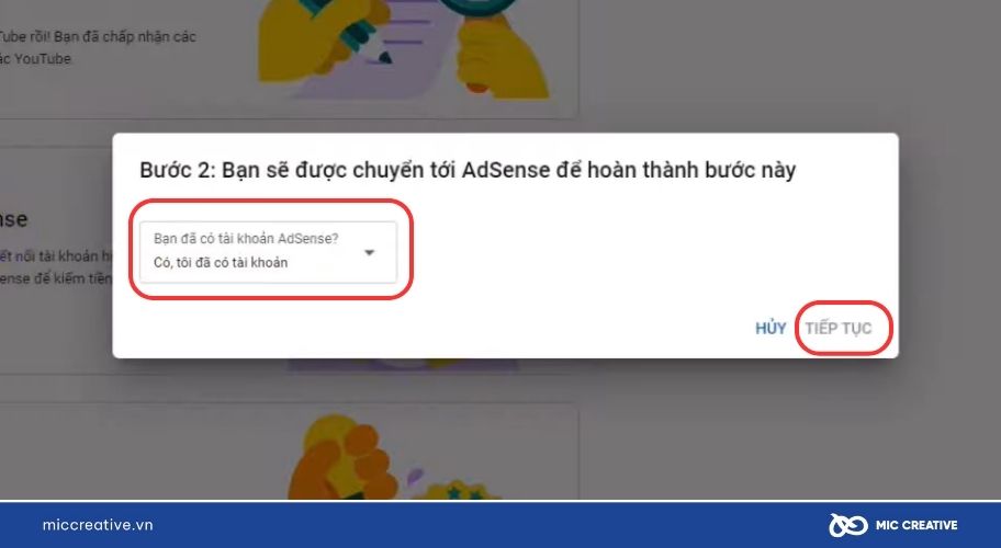 Lựa chọn Có, Tôi đã có tài khoản và đăng nhập