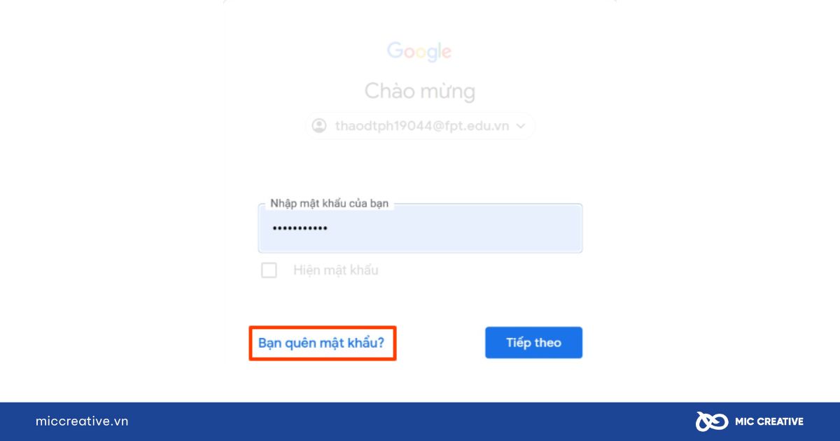 Ấn chọn “Bạn quên mật khẩu?”