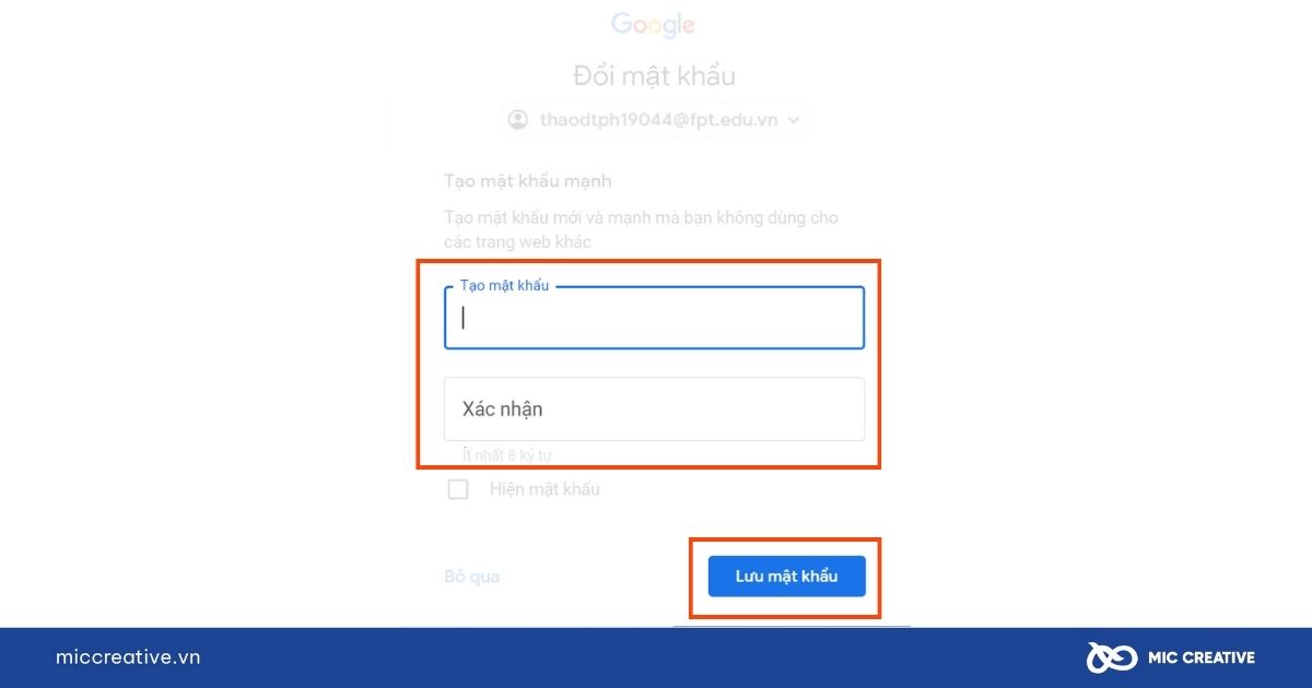 Đổi lại mật khẩu mới để đăng nhập Google Ads