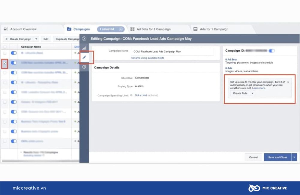 Cài đặt quy tắc tối ưu hoá tự động quảng cáo trên Facebook - Bước 4