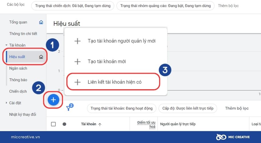 Chọn mục Liên kết tài khoản hiện có