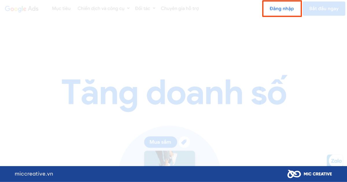 Truy cập vào trang web và nhấn đăng nhập tài khoản Google Adwords