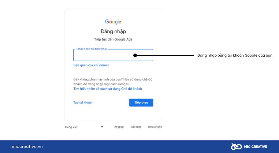 Đăng nhập vào tài khoản Google của bạn