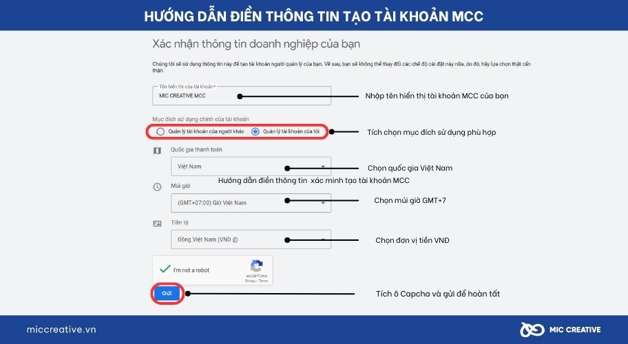 Hướng dẫn tạo tài khoản Google MCC - bước 2