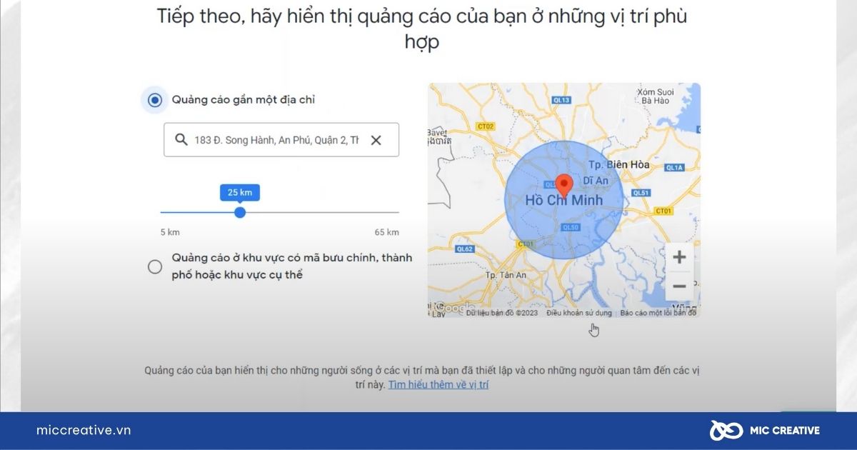Thiết lập vị trí địa lý