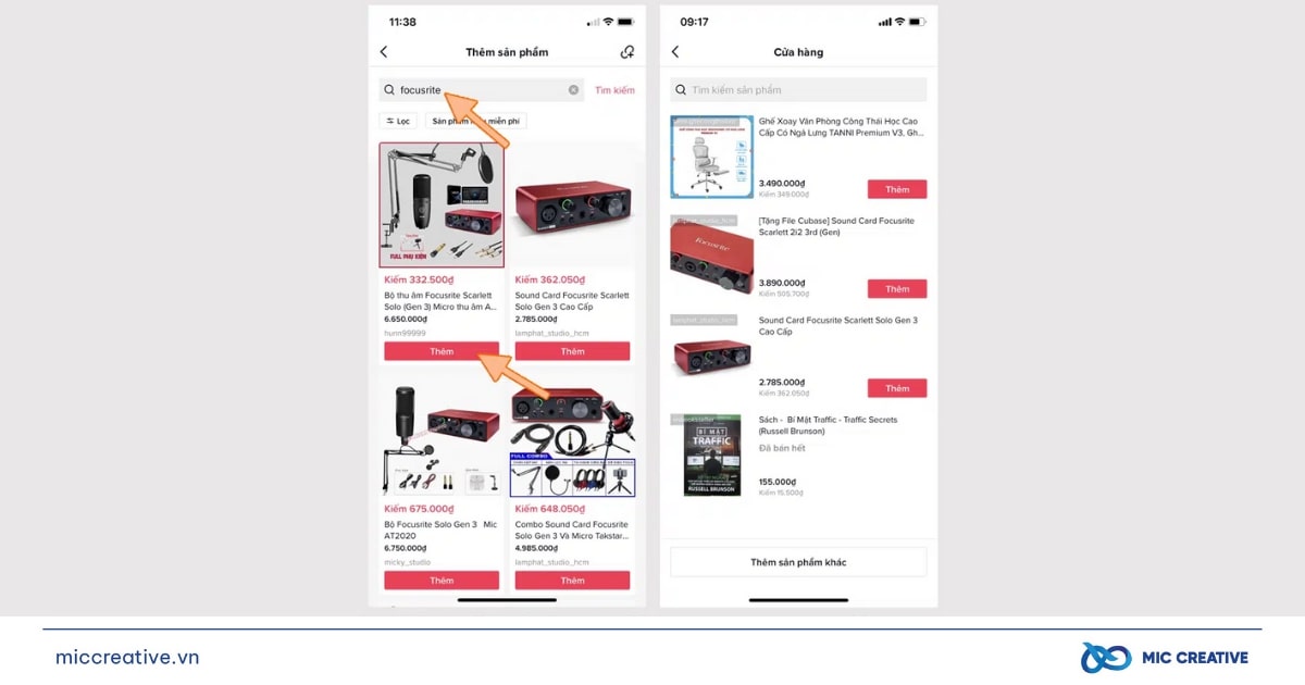 Tìm kiếm các sản phẩm để thêm vào cửa hàng TikTok Shop