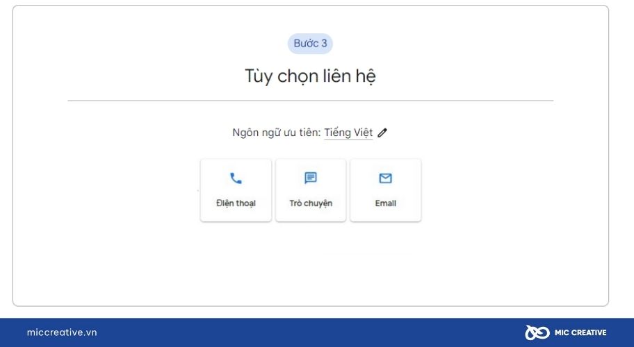 Các giải pháp liên hệ được Google cung cấp