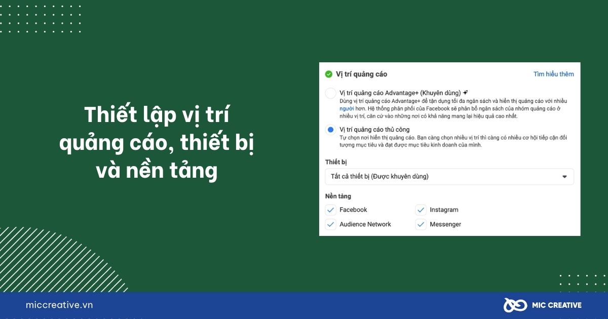 Thiết lập vị trí quảng cáo, thiết bị và nền tảng