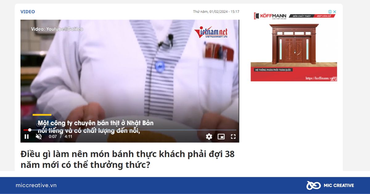 Quảng cáo video trên báo điện tử