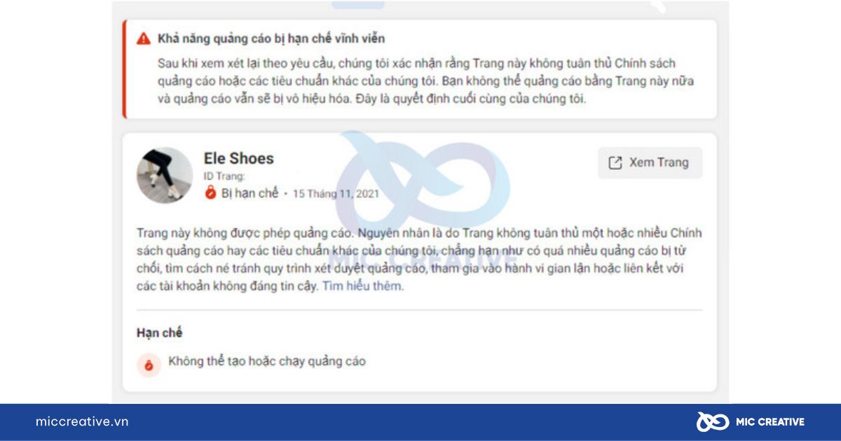 Bài viết quảng cáo bị gắn cờ