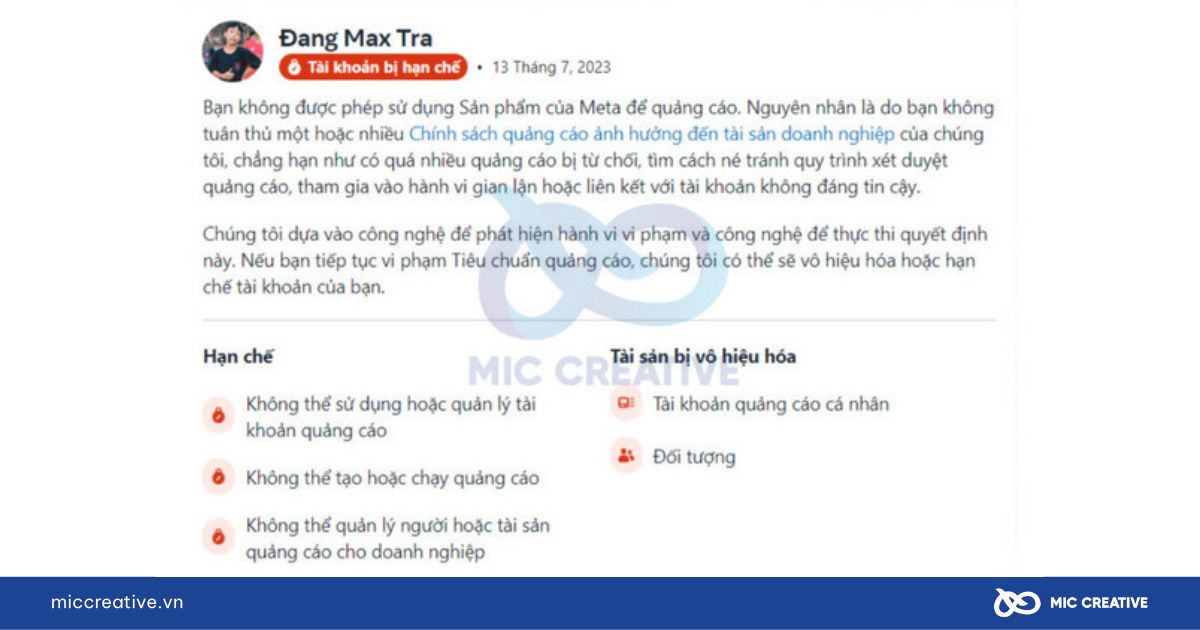 Bài viết quảng cáo bị gắn cờ