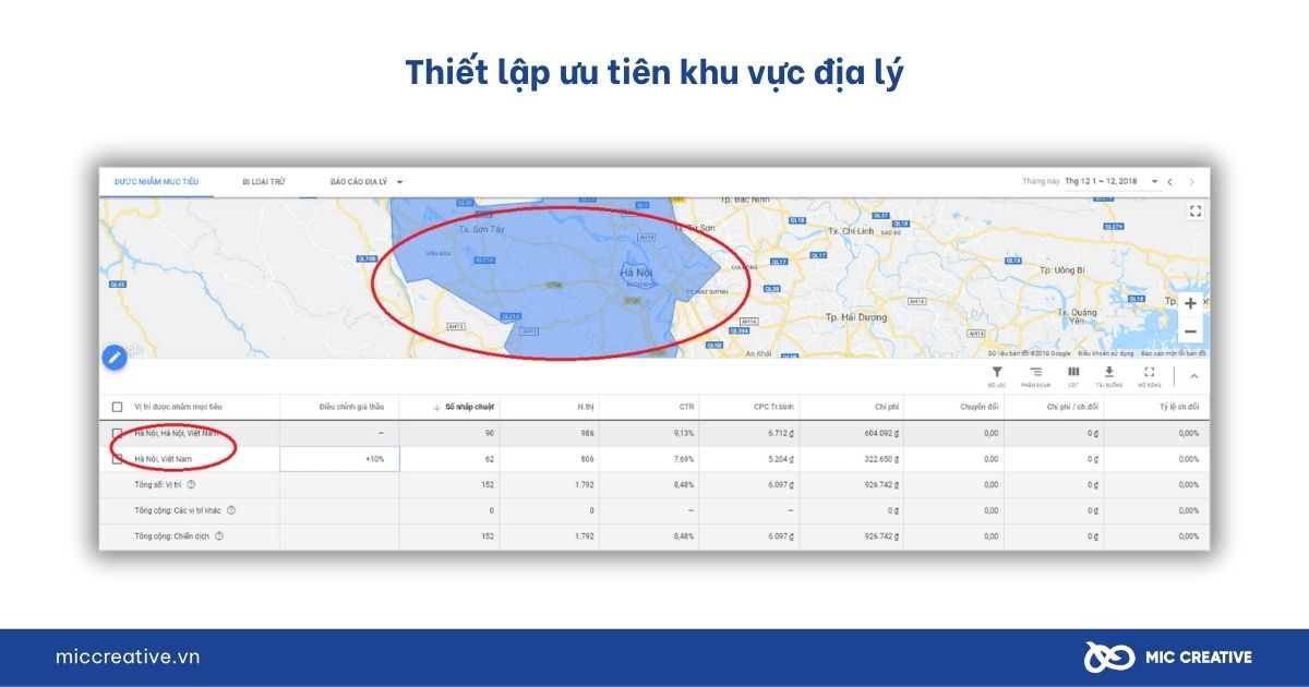 Thiết lập ưu tiên khu vực địa lý