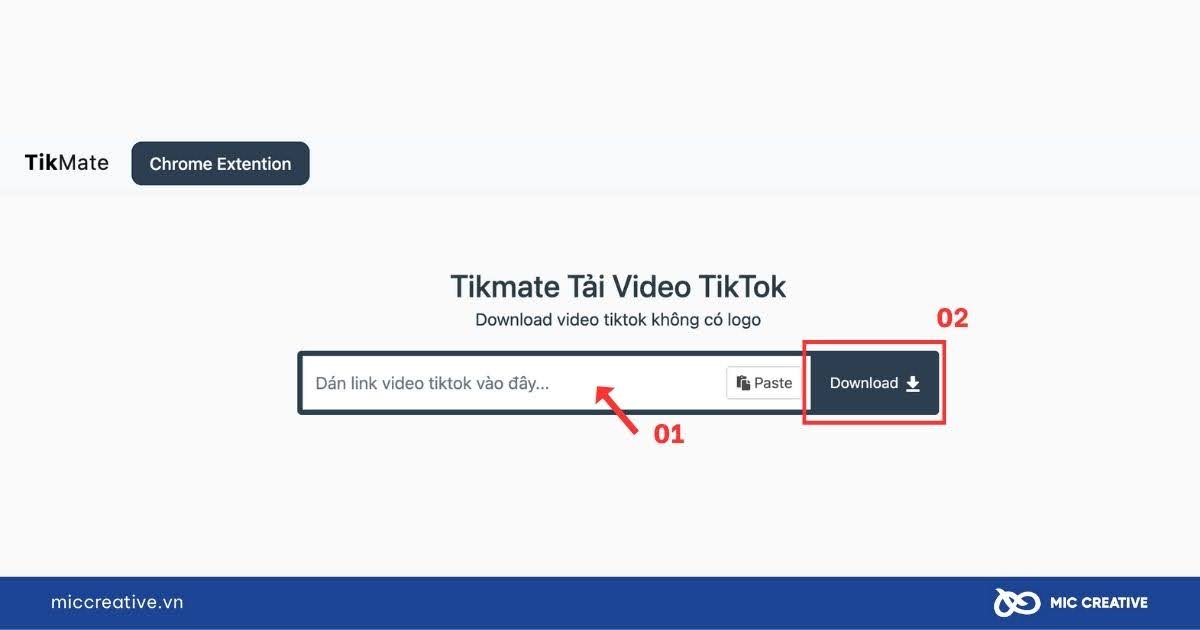 Dán link video TikTok đã sao chép vào Tikmate