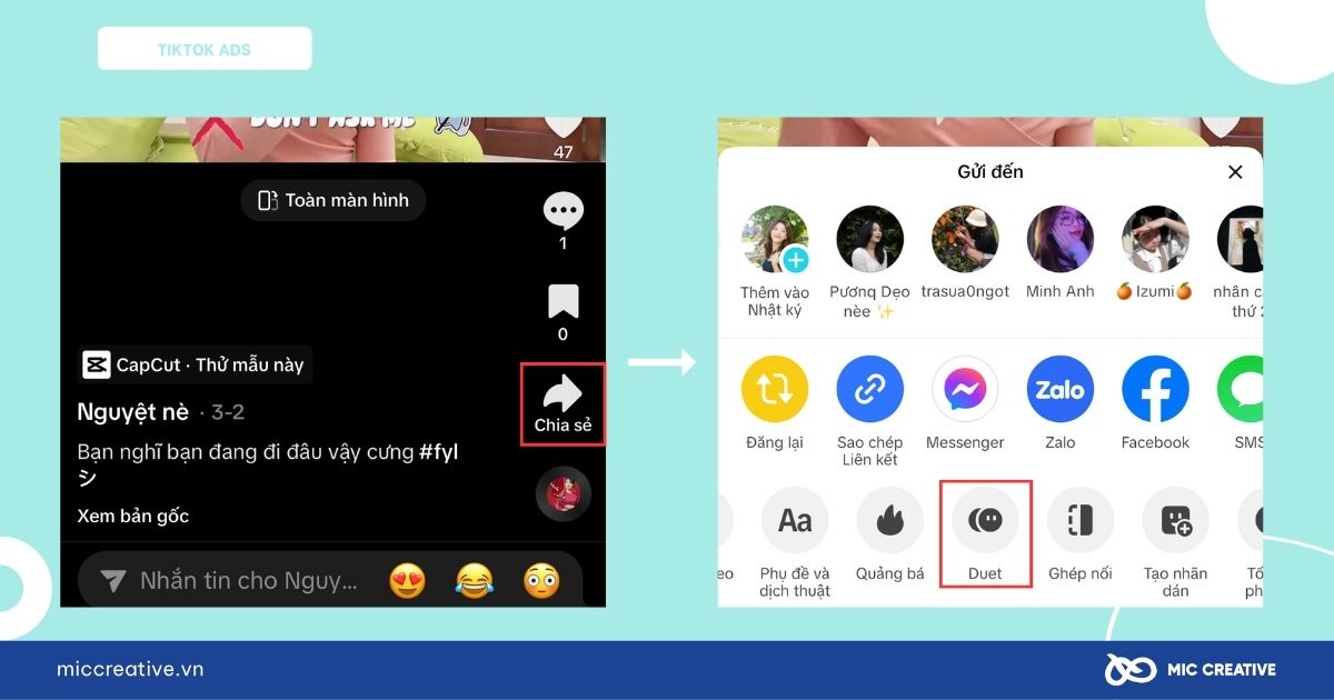 Duet trên TikTok nghĩa là gì