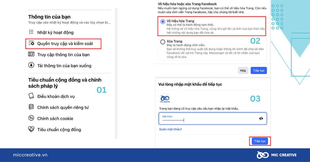 cách khóa trang fanpage